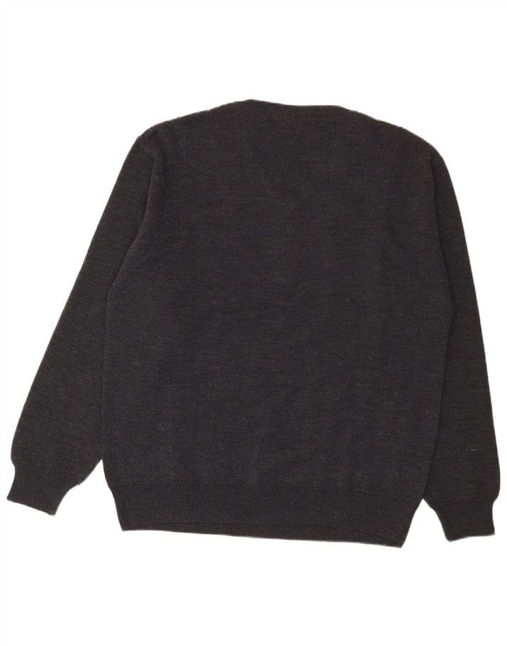 Danilo Jersey con cuello en V para hombre, talla grande, poliacrílico a rayas grises
