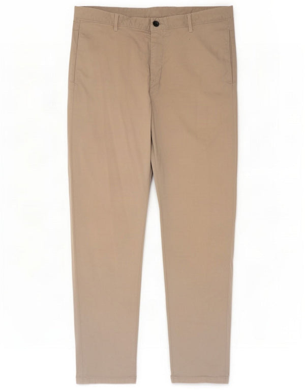 Massimo Dutti Pantalón Chino Cónico Para Hombre EU 44 Large W34 L28 Algodón Beige
