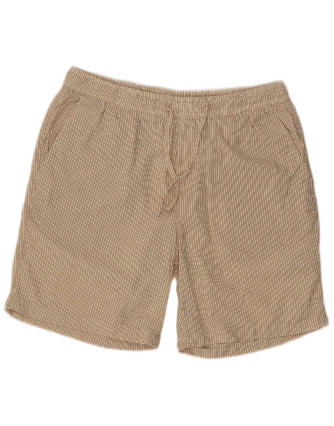 Jack & Jones Mens Sport Shorts Large Beige Pinstripe Poliéster