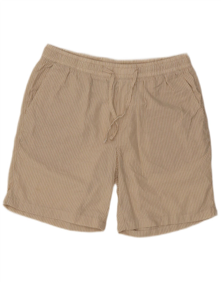 Jack & Jones Mens Sport Shorts Large Beige Pinstripe Poliéster