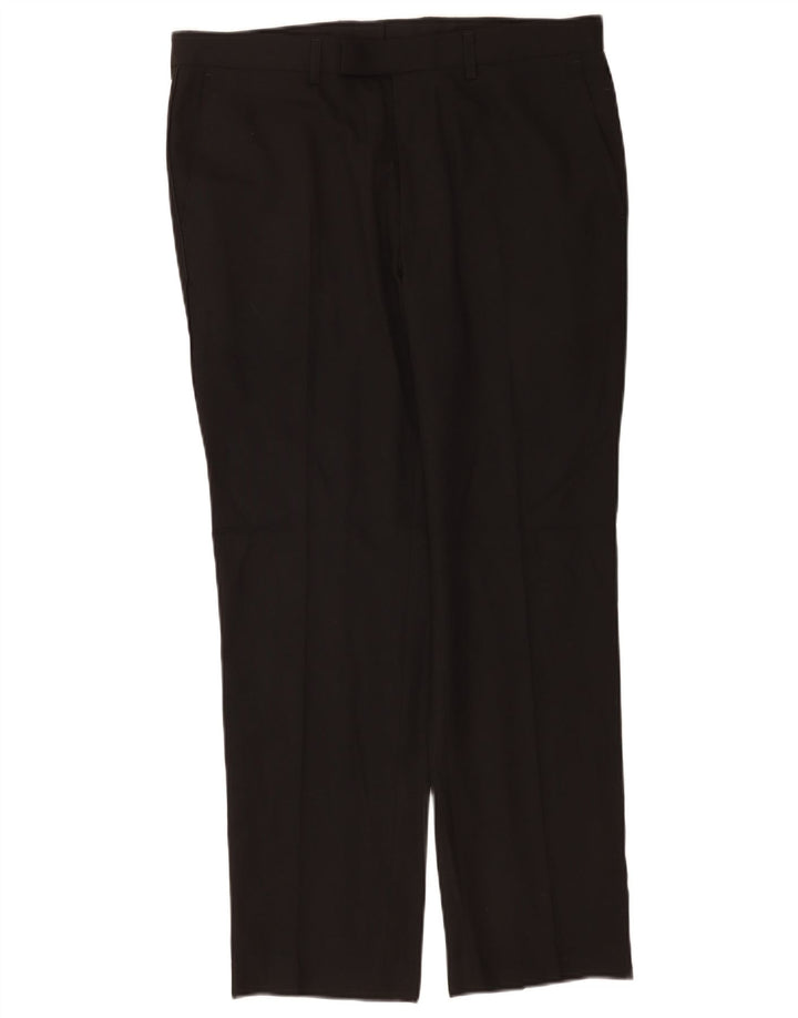Marks & Spencer Pantalón de traje ajustado para hombre W34 L29 Poliéster negro