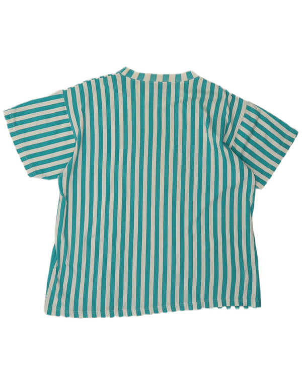 Blanc Bleu Camiseta gráfica de manga corta para hombre Top grande a rayas azules