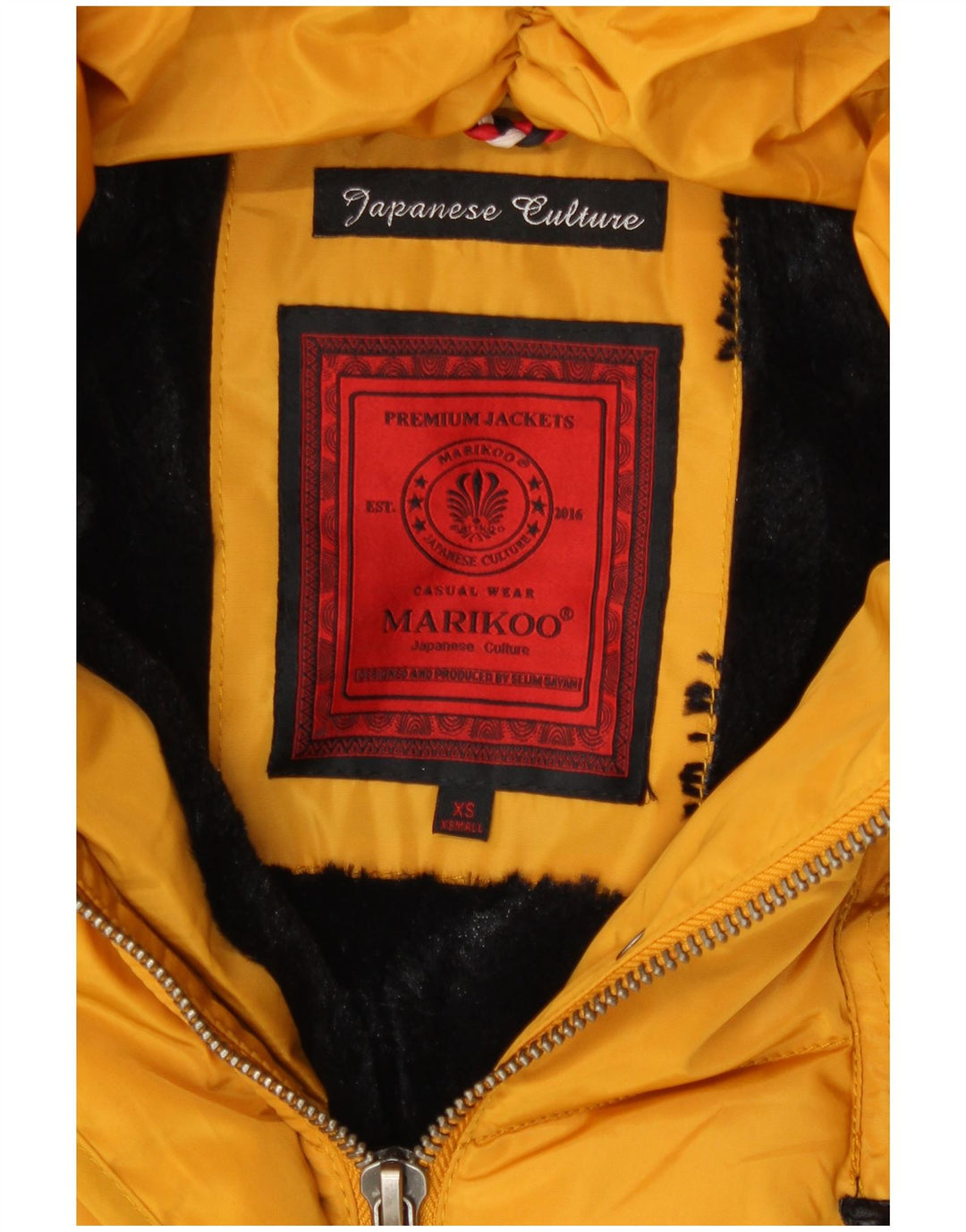 Marikoo Chaqueta acolchada con capucha para mujer UK 6 XS Poliéster amarillo