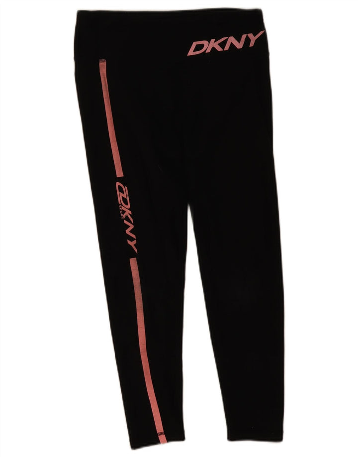 Dkny Leggings cortos con gráfico para mujer UK 40 Mediano Algodón negro
