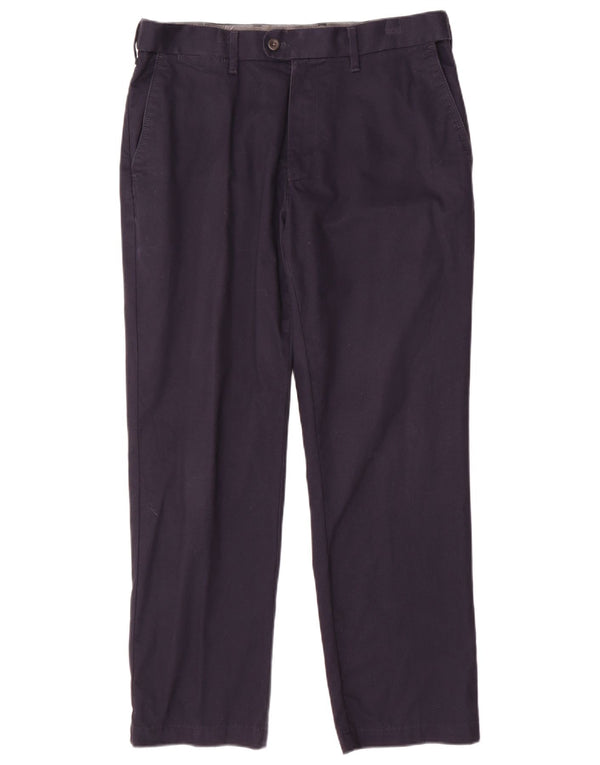 Marks & Spencer Pantalón de traje regular para hombre W34 L29 Algodón azul marino