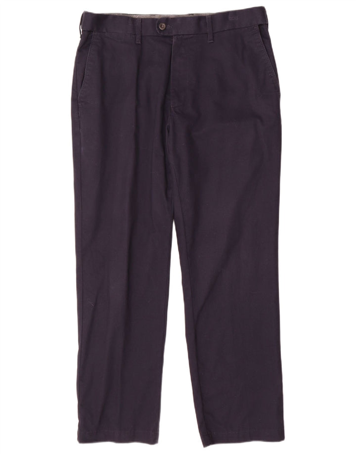 Marks & Spencer Pantalón de traje regular para hombre W34 L29 Algodón azul marino