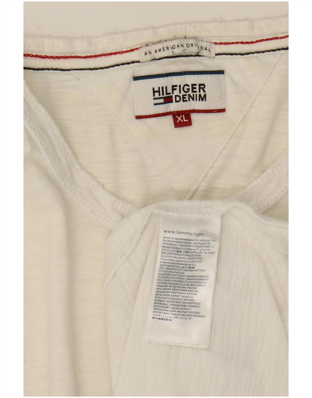 Tommy Hilfiger Camiseta Hombre Manga Larga XL Algodón Blanco