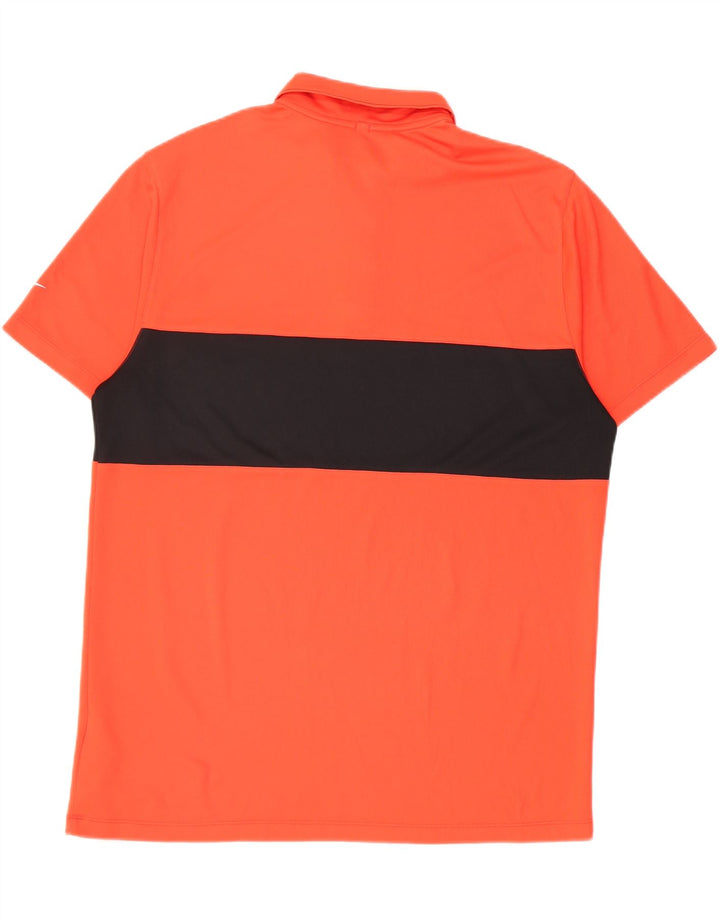Polo Nike Dri Fit Para Hombre Poliéster Color Block Naranja Grande