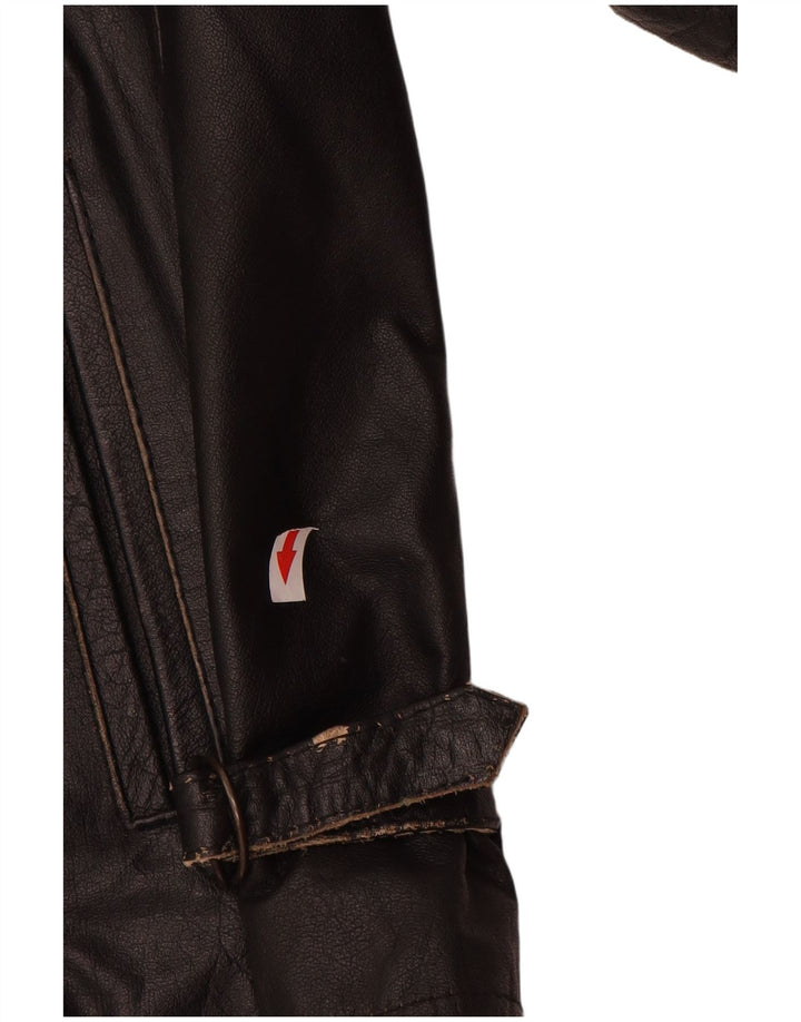 Vintage chaqueta de cuero para hombre Reino Unido 38 cuero negro medio
