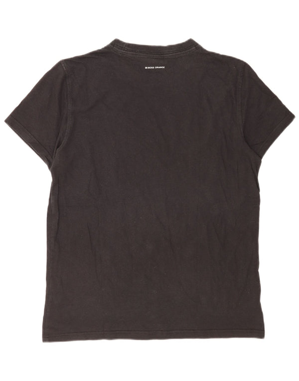 Hugo Boss Hombres Camiseta Gráfica Top Grande Algodón Negro