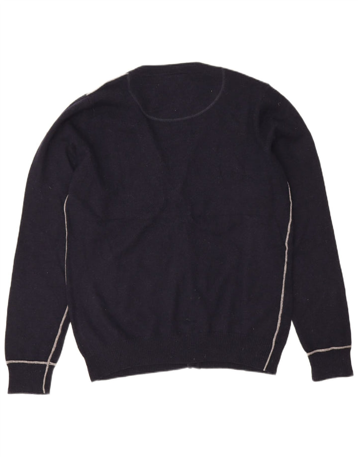 Gianmarco Venturi Suéter tipo cárdigan para hombre XL Lana de cordero azul marino