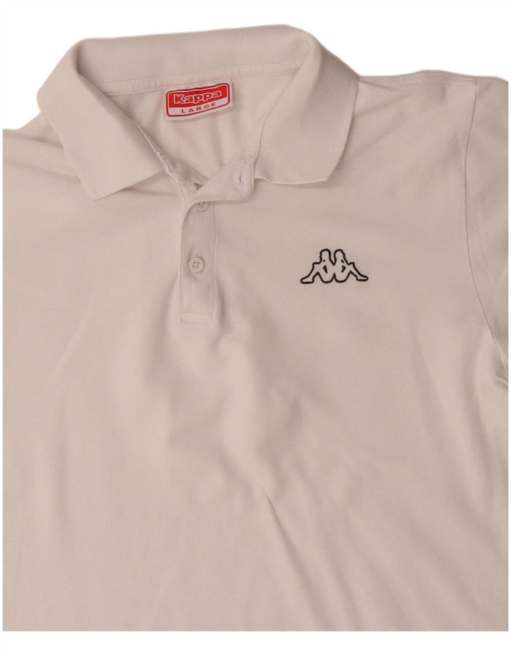 KAPPA Polo para hombre grande de algodón blanco