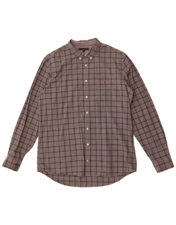 Tommy Hilfiger Camisa Slim Fit para Hombre XL Algodón a Cuadros Gris