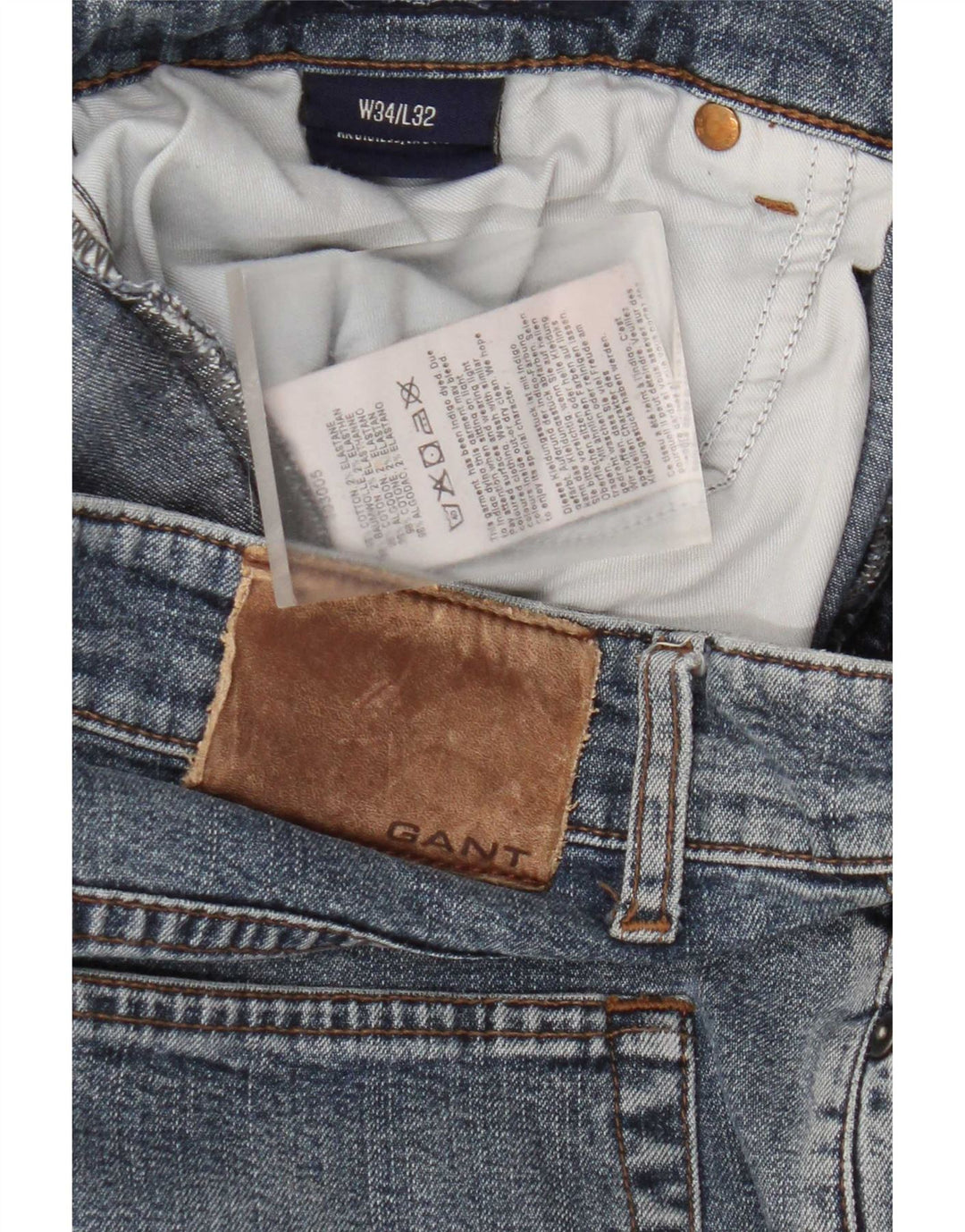 Gant Vaqueros Rectos Para Hombre W34 L32 Algodón Azul