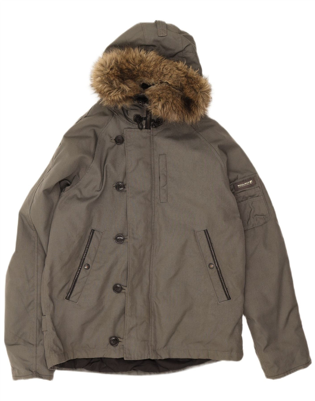 Woolrich Chaqueta cortavientos con capucha para hombre UK 40 Large Grey