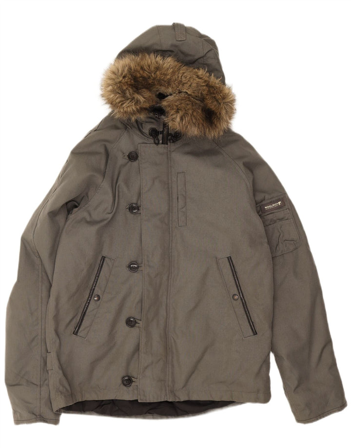 Woolrich Chaqueta cortavientos con capucha para hombre UK 40 Large Grey