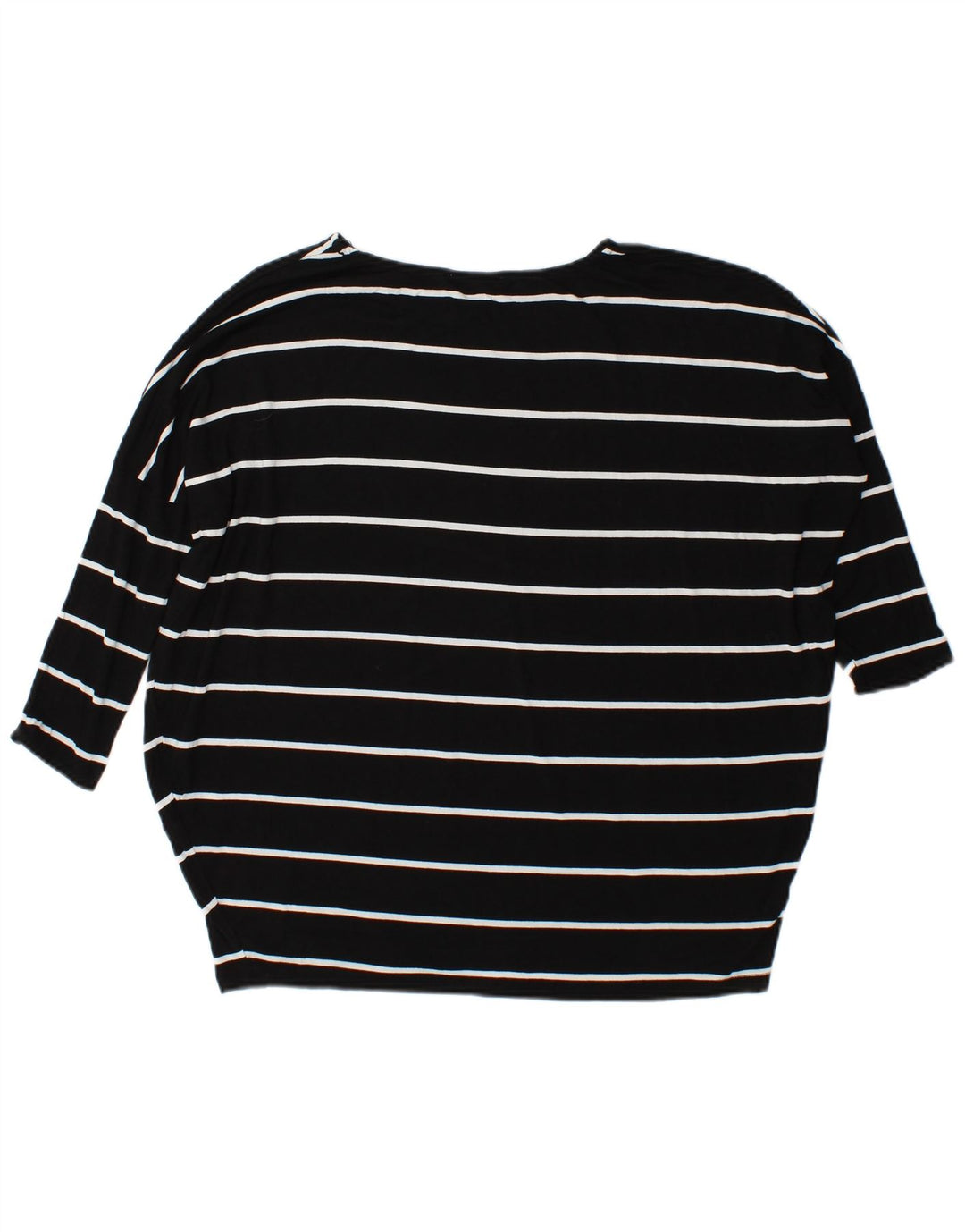 Zara Mujer Top Extragrande Manga Larga UK 40 Small Viscosa Rayas Negras