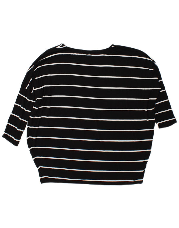 Zara Mujer Top Extragrande Manga Larga UK 40 Small Viscosa Rayas Negras