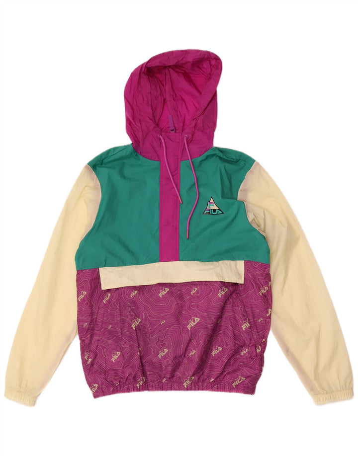 Fila Hombre Graphic Pullover Chándal Top Chaqueta Small Púrpura Colorblock