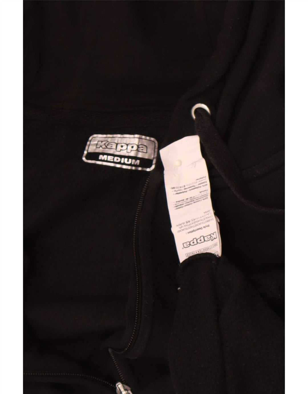 Kappa Hombre Zip Sudadera Con Capucha Suéter Mediano Negro Algodón