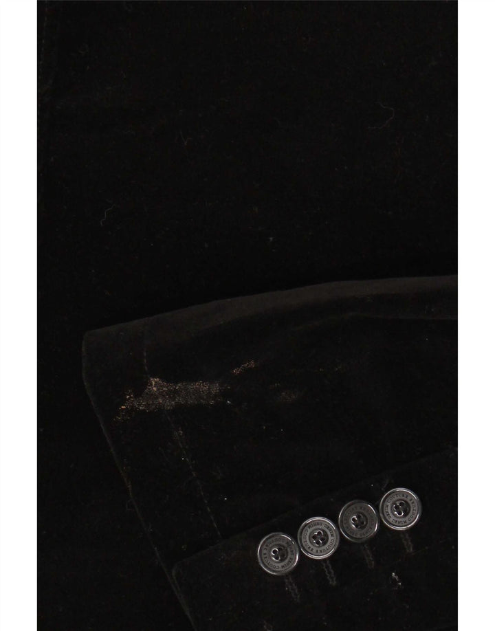 Zara Chaqueta Blazer de Terciopelo con 2 Botones para Hombre EU 52 Grande Algodón Negro