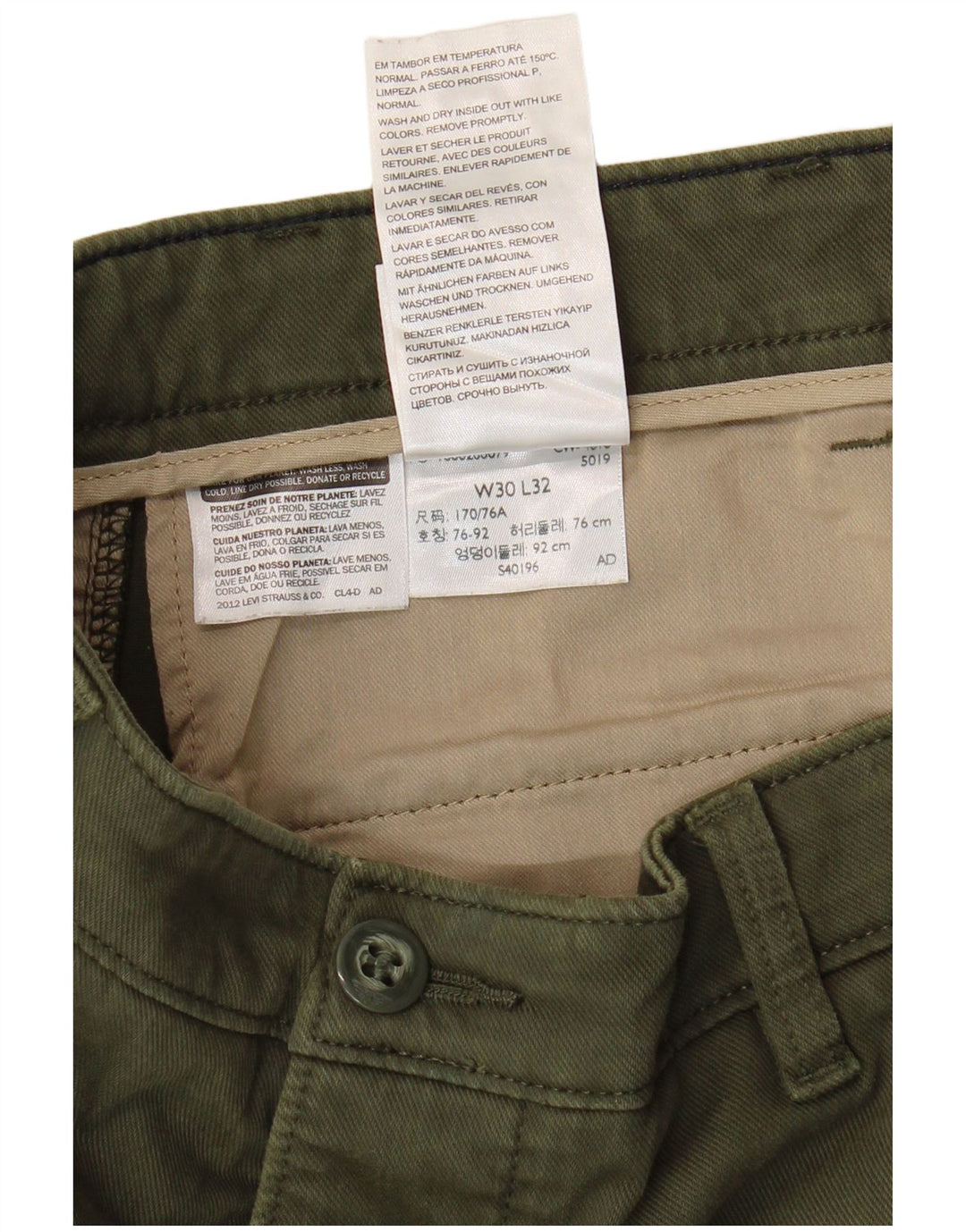 DOCKERS Pantalones chinos ajustados color caqui para hombre W30 L32 Algodón verde