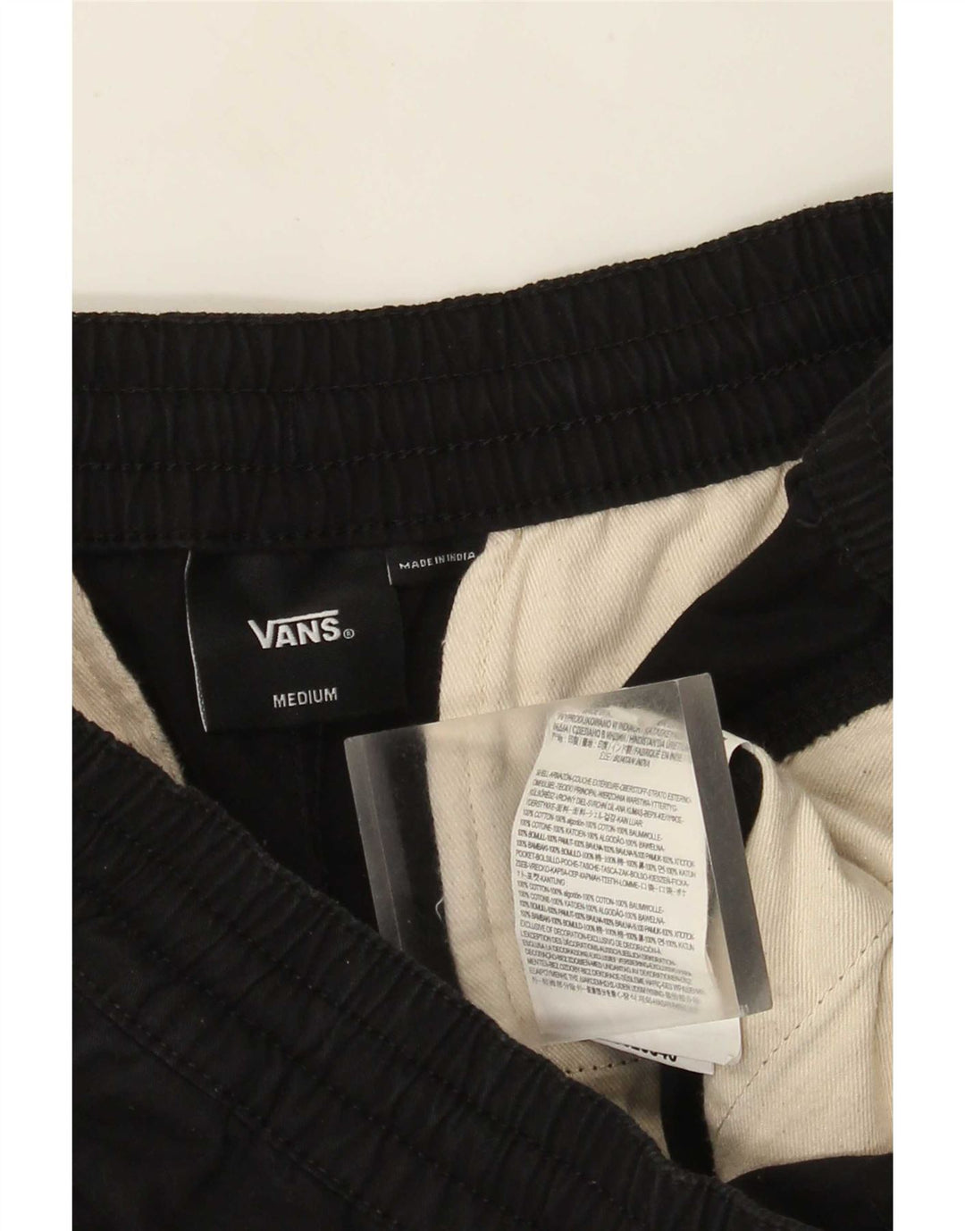 Pantalones cortos chinos Vans para hombre medianos W32 algodón negro