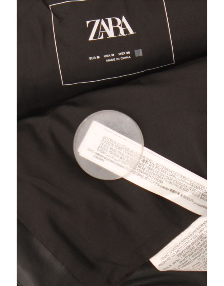 Zara Mujer Chaleco Acolchado UK 44 Medio Negro Poliéster