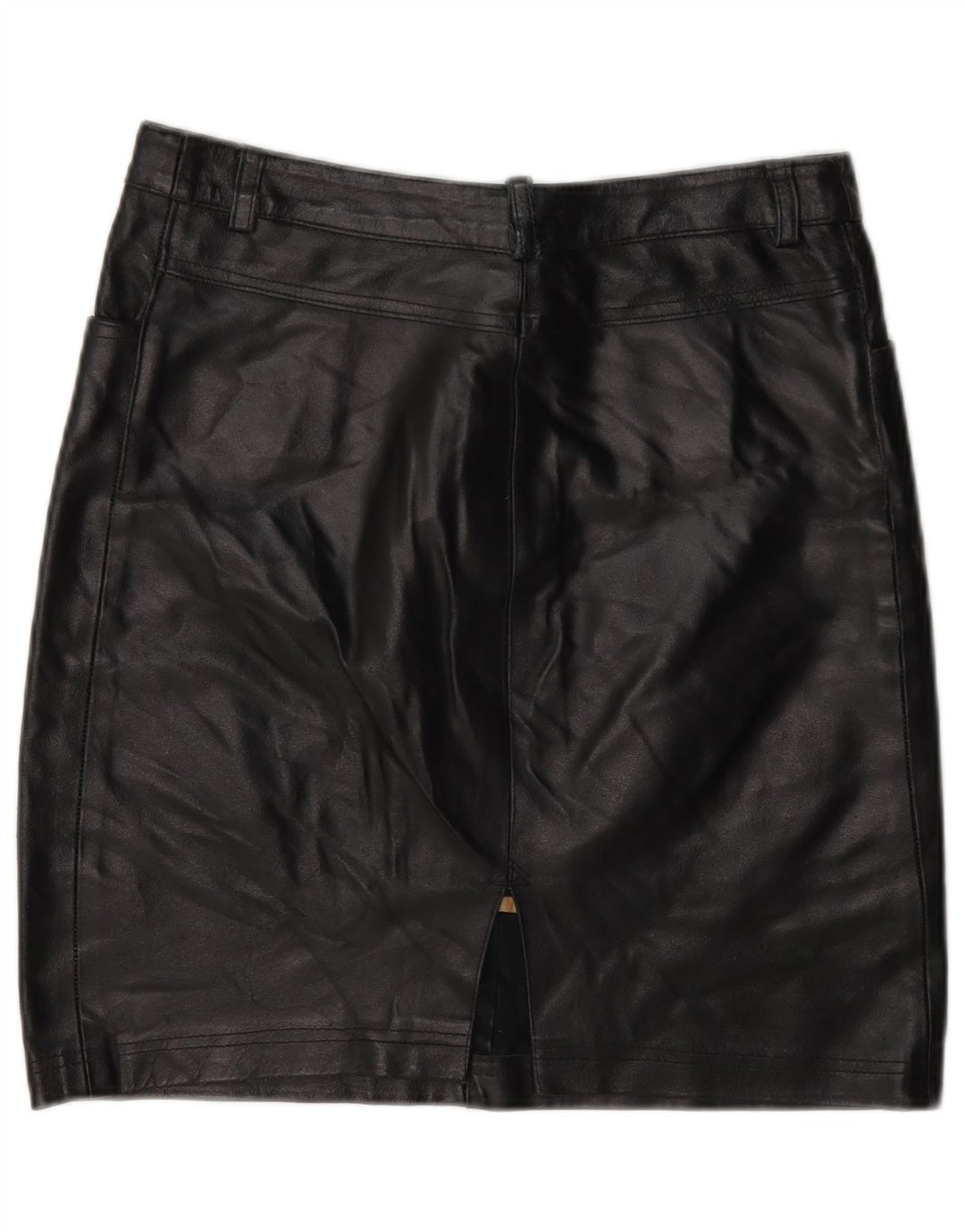 Falda de cuero vintage para mujer mediana W28 negro