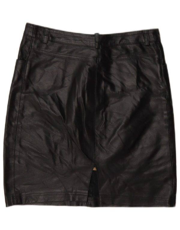 Falda de cuero vintage para mujer mediana W28 negro