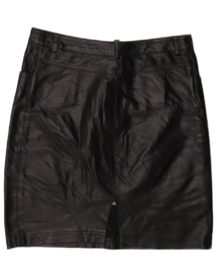 Falda de cuero vintage para mujer mediana W28 negro