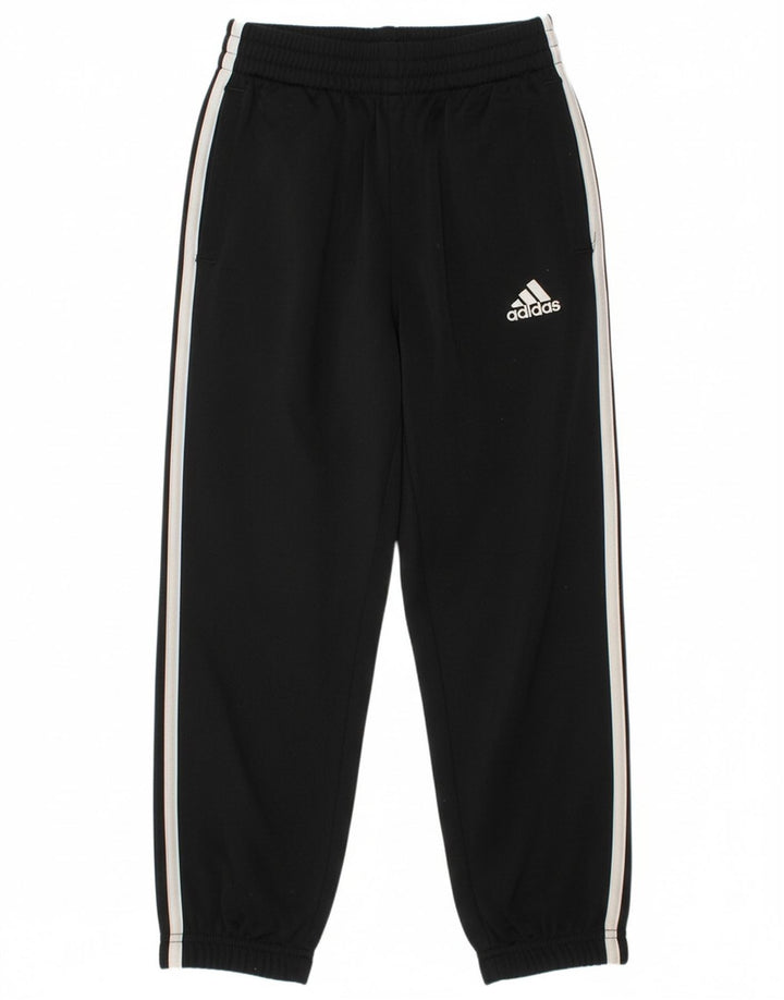 ADIDAS Boys Tracksuit Trousers Joggers 7-8 Years  Black Polyester