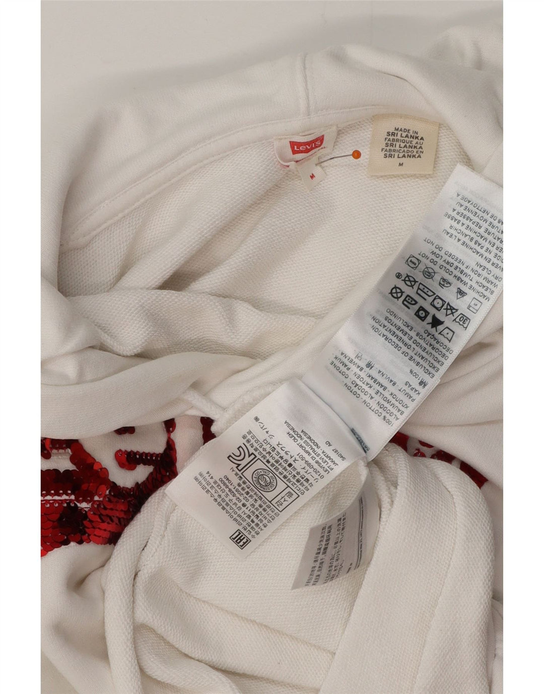 LEVI'S Jersey con capucha extragrande para mujer Reino Unido 14 Algodón blanco mediano