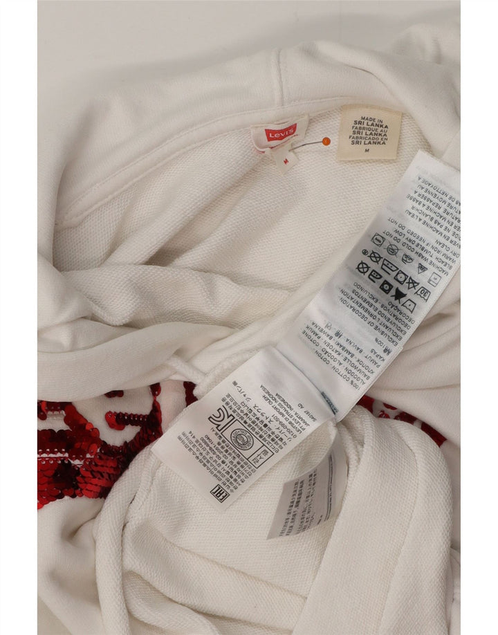 LEVI'S Jersey con capucha extragrande para mujer Reino Unido 14 Algodón blanco mediano