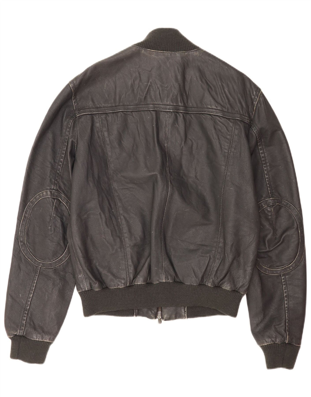 Chaqueta de cuero vintage para hombre IT 50 cuero negro grande