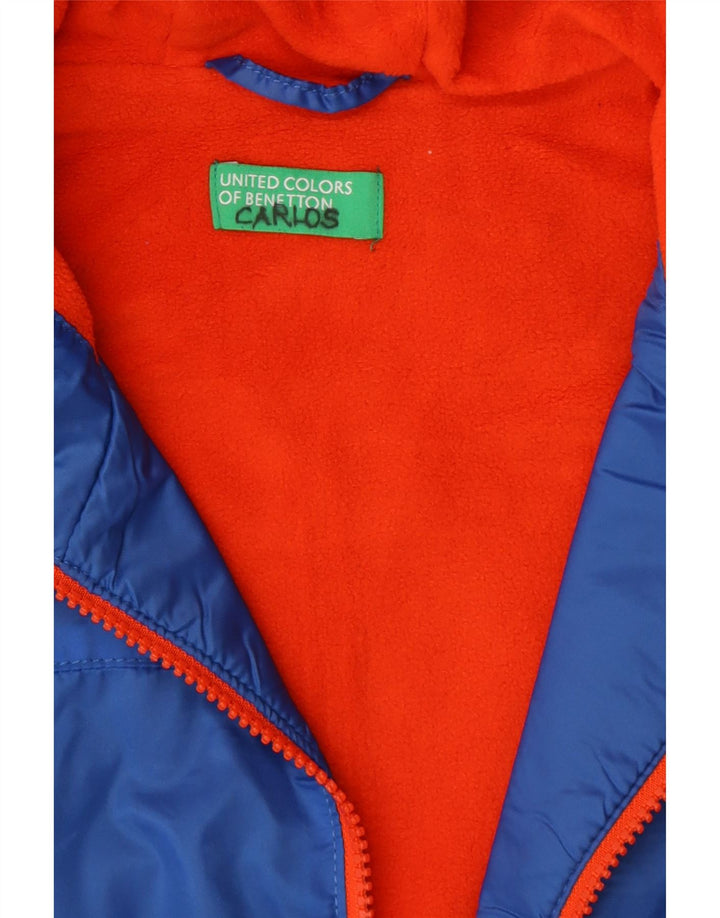 BENETTON Boys Hooded Windbreaker Jacket 10-11 Years XL Blue Polyamide Vintage Benetton and Second-Hand Benetton from Messina Hembry 