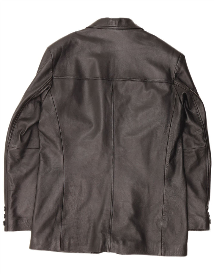 ROUTE 66 Chaqueta tipo blazer de cuero con 3 botones para hombre UK 38 Medium Black Leather