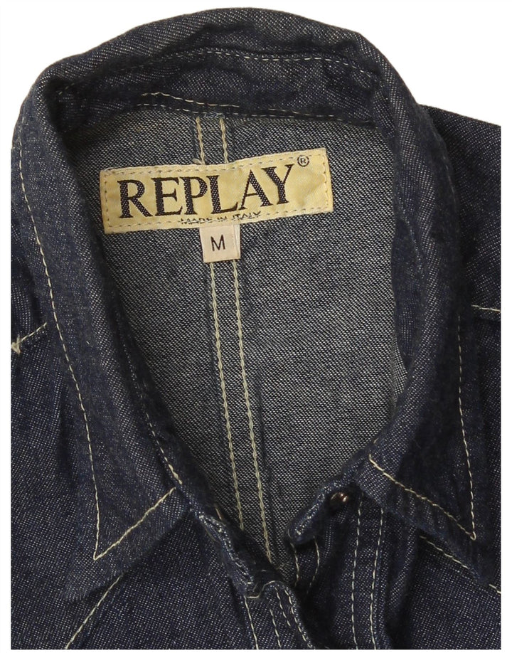 REPLAY Camisa vaquera para mujer UK 12 Medium Azul marino