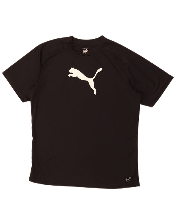 PUMA Camiseta gráfica para hombre Top deportivo de poliéster negro grande