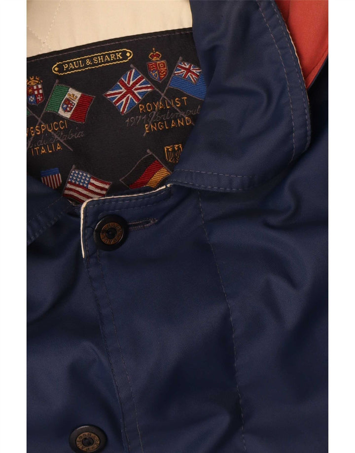 Paul & Shark Abrigo cortavientos con capucha para hombre UK 38 Medium Azul marino Poliamida