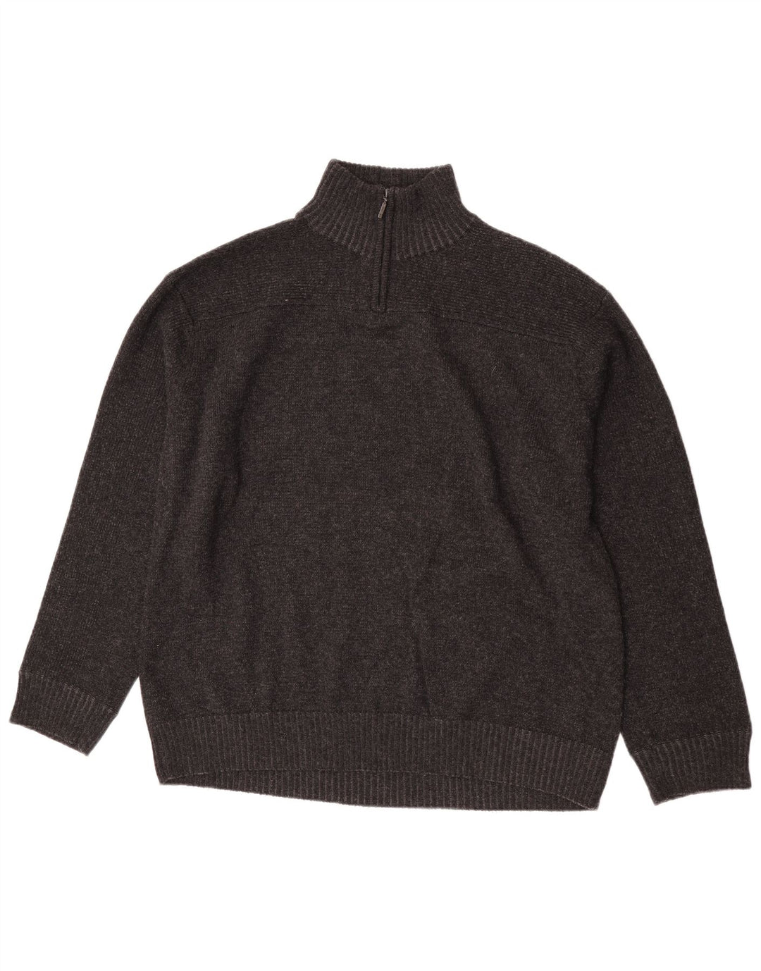 Marks & Spencer Jersey con cuello y cremallera para hombre XL Lana de cordero gris