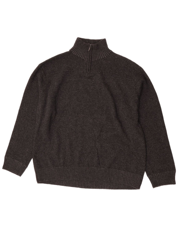 Marks & Spencer Jersey con cuello y cremallera para hombre XL Lana de cordero gris