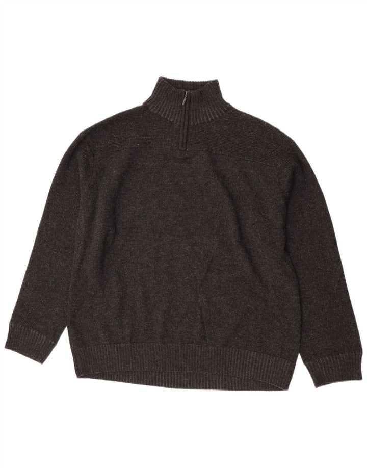 Marks & Spencer Jersey con cuello y cremallera para hombre XL Lana de cordero gris