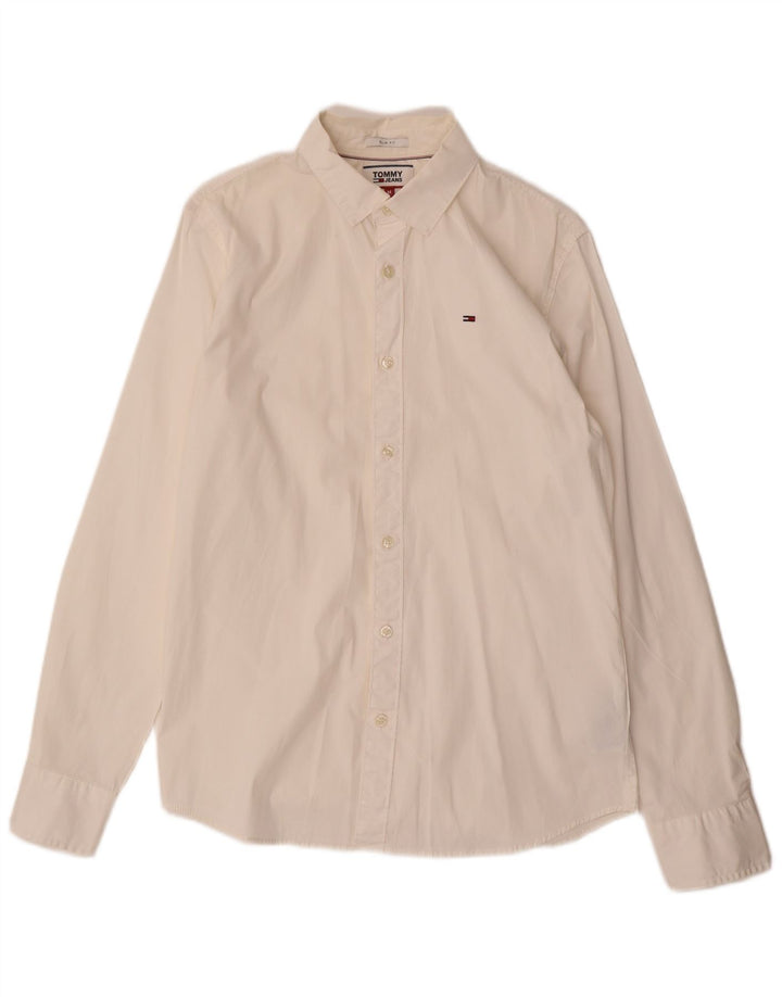 Camisa Tommy Hilfiger Slim Fit de algodón blanco mediano para hombre