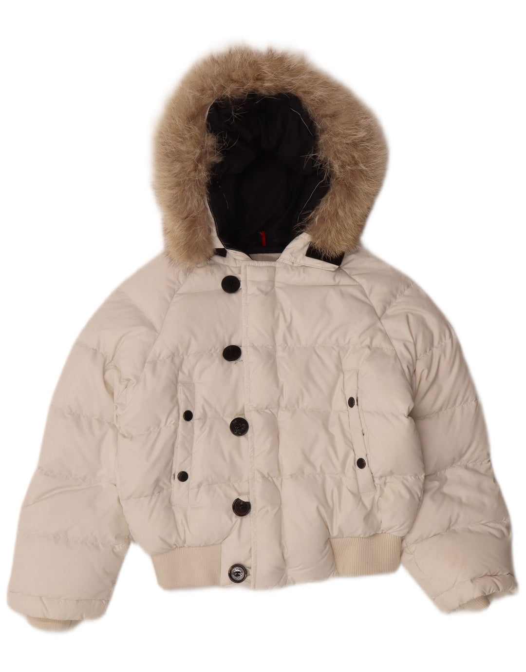 MONCLER Chaqueta acolchada con capucha para niña 5-6 años Nylon blanco