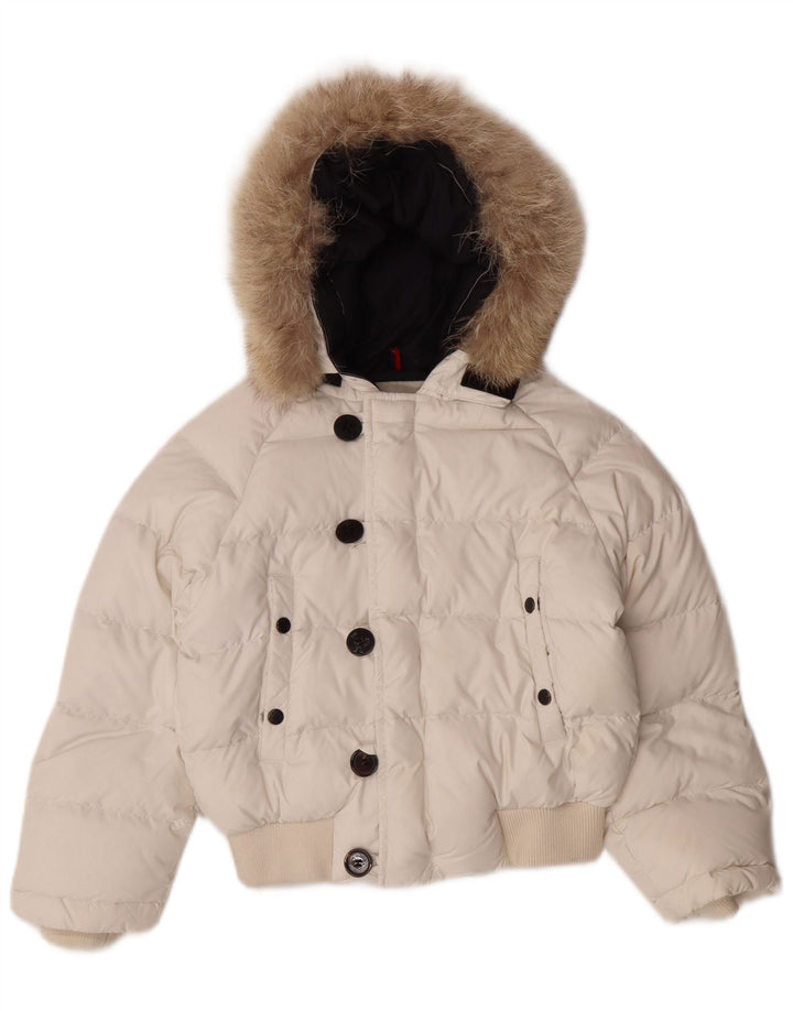MONCLER Chaqueta acolchada con capucha para niña 5-6 años Nylon blanco