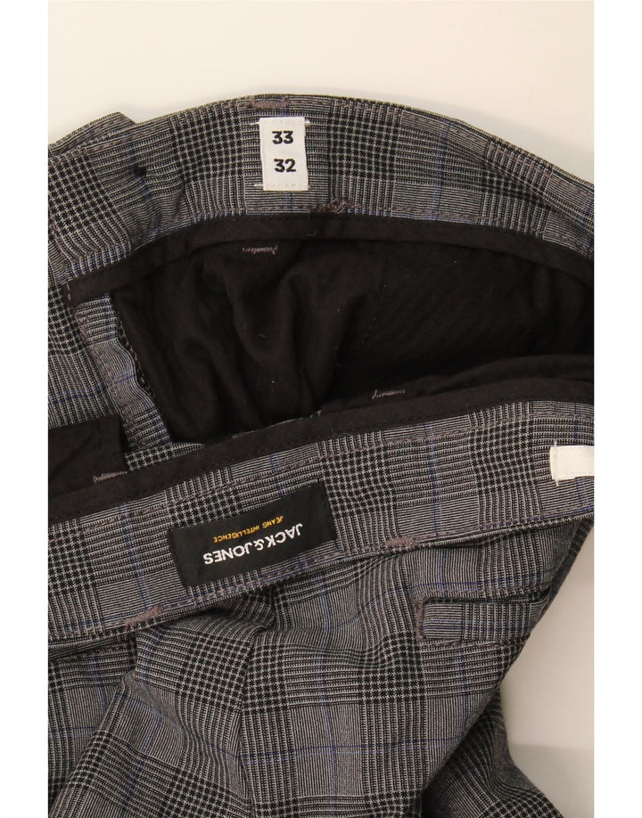 Jack & Jones Pantalones de traje ajustados para hombre W33 L32 Grey Check