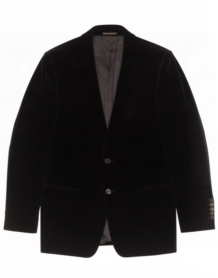 Zara Chaqueta Blazer De Terciopelo De 2 Botones para Hombre EU 50 Mediano Negro Algodón