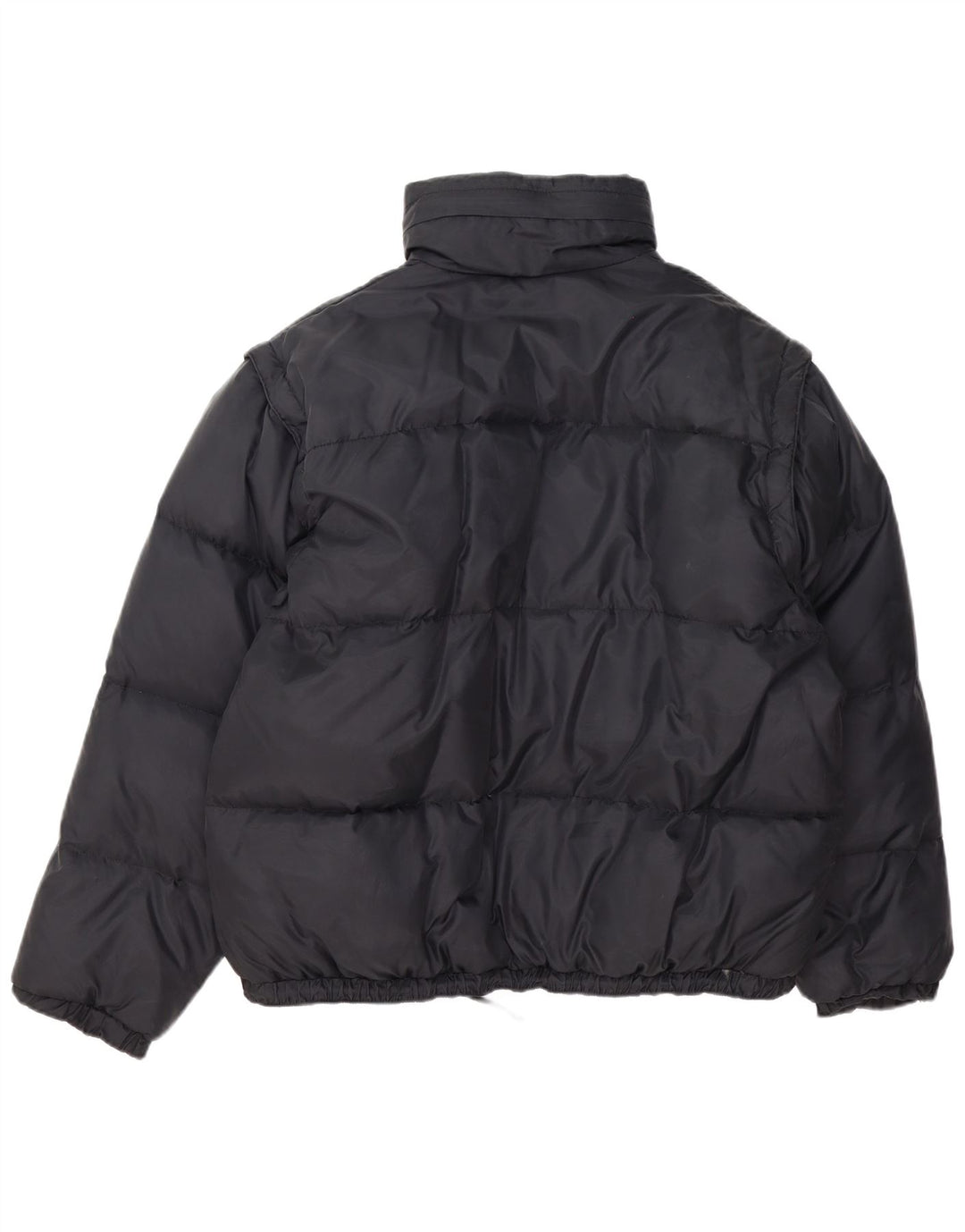Vintage hombres con capucha chaqueta acolchada Reino Unido 40 grande nylon negro
