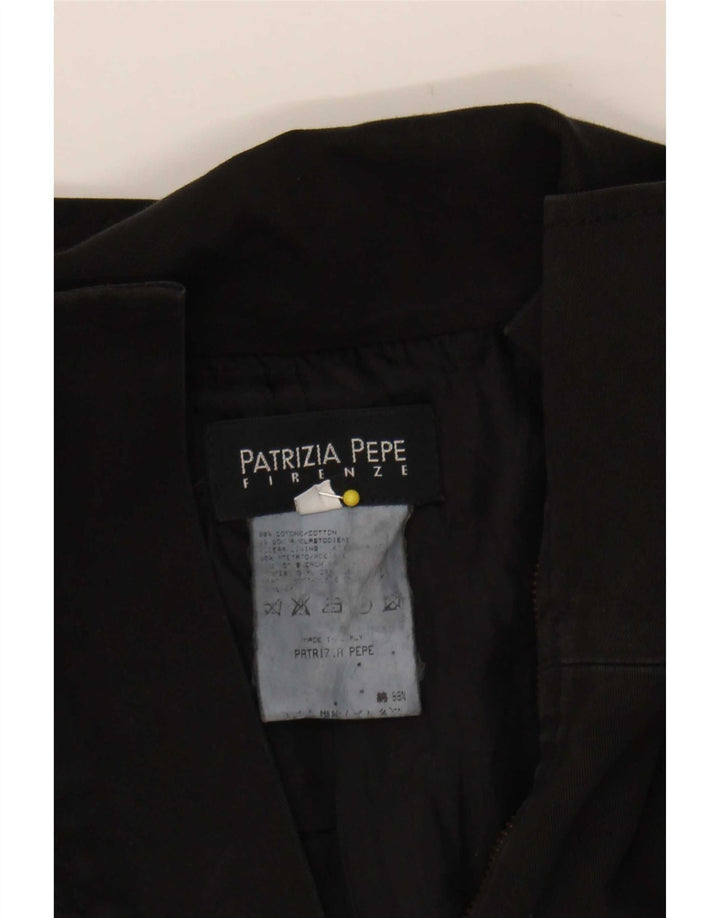 Patrizia Pepe Chaqueta Militar Mujer IT 42 Mediana Algodón Negro